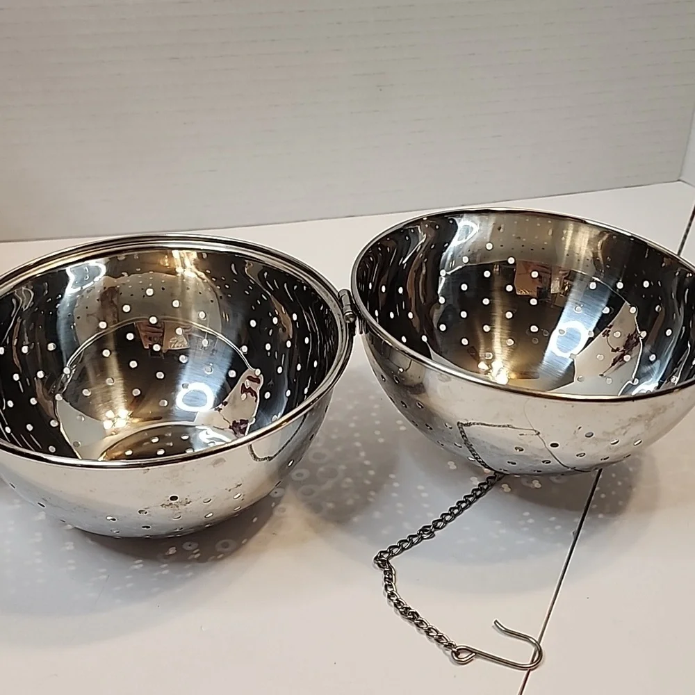 Vintage Stainless Steel Tea Infuser, Spice, Rice Ball with Chain And Clasp